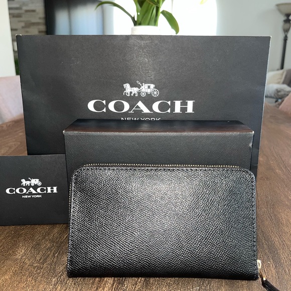 BRAND NEW✨Coach Zip Around Leather Wallet - Black * brand new w/ tags * - Picture 5 of 15